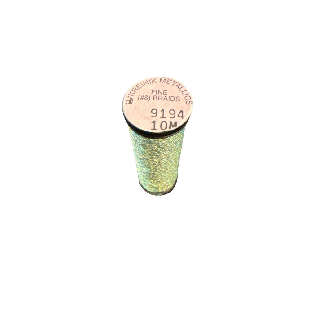 Kreinik Fine #8 Braid 10M Star Green 9194  Metallic Embroidery Thread